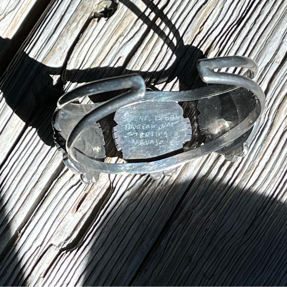 Vintage Navajo Turquoise Sterling Silver Cuff, Artist Marked - Picture 10 of 13